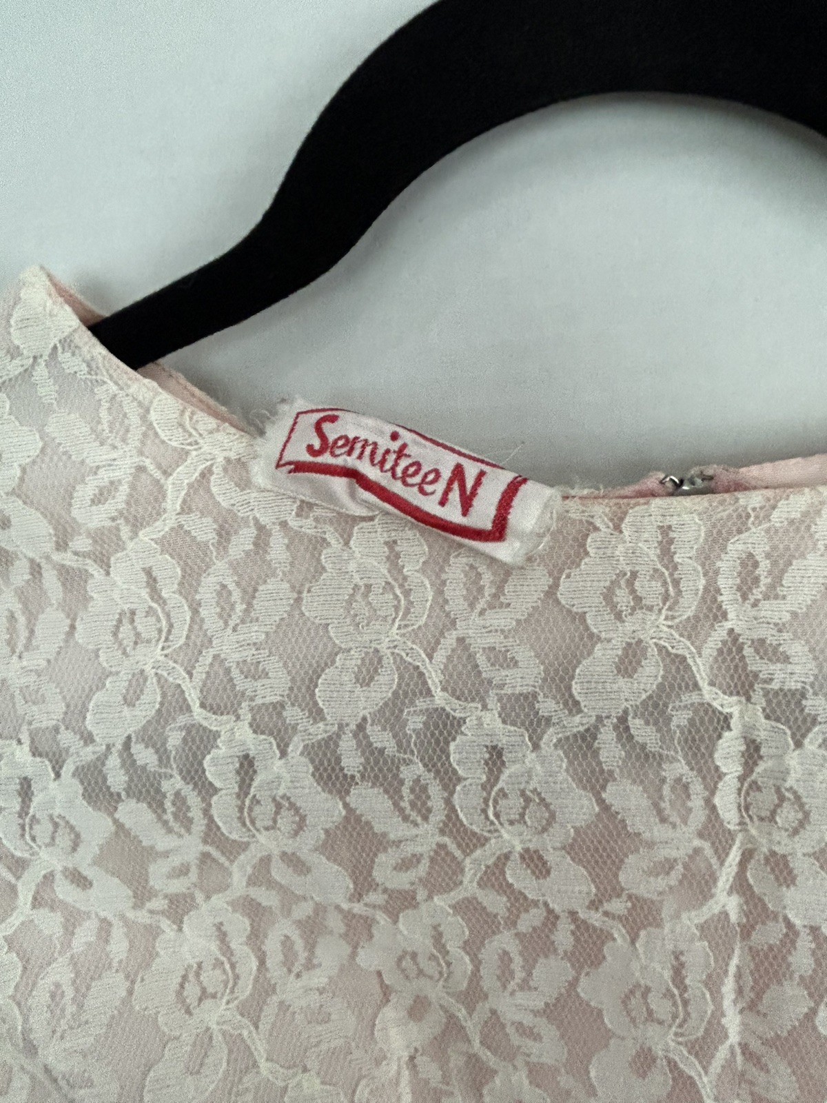 Vintage 1960’s (?) Woman’s Pink Lace And Tulle Party Dress By Semitee N