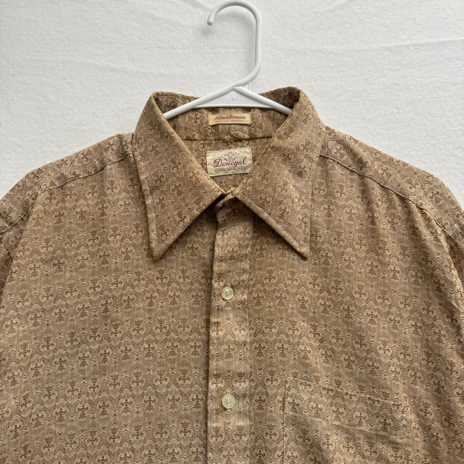 VTG Donegal Size 17 (~XL) Dress Shirt Nemo’s Domain Never-Press 60s 70s 80s