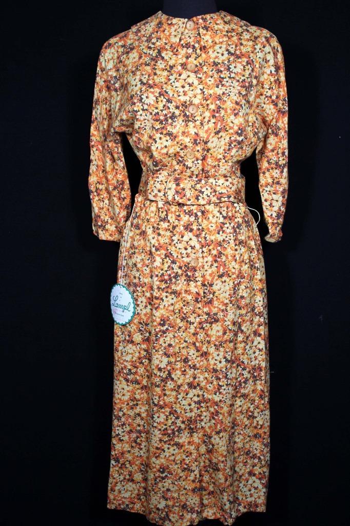 RARE VINTAGE DEADSTOCK NEVER WORN 1960’S GABARDINE RAYON IN FALL COLORS SIZE 8