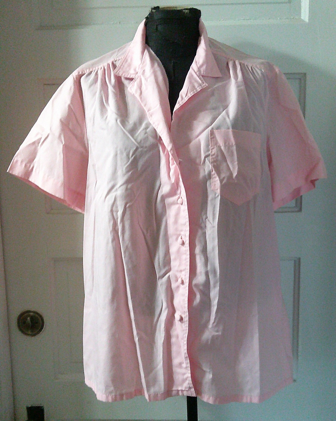 70’s MONTGOMERY WARD SS Pink Button Up Top Shirt Blouse 38