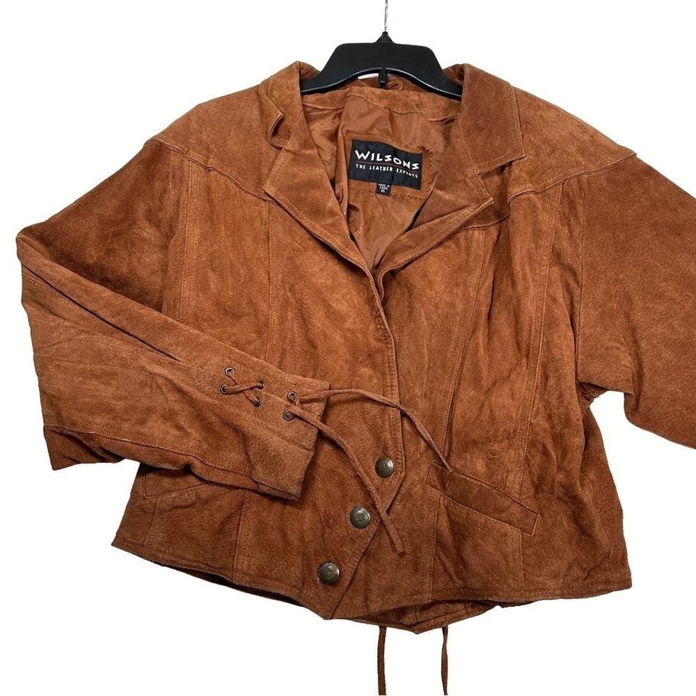 Wilsons 80s vintage suede brown Leather Jacket western southwestern boho cowboy