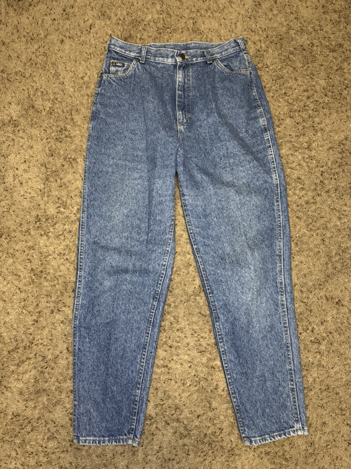 VINTAGE LEE Official Mom Jeans Light Acid Wash Pleated Lot Of 2 Sz 16M 32×29