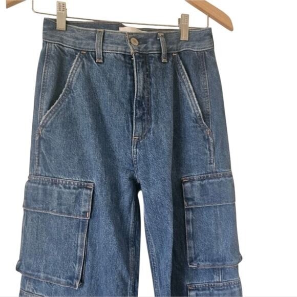 Denim Forum By Aritzia 90s Millie High Rise Cargo Wide Leg Jeans, Size 24