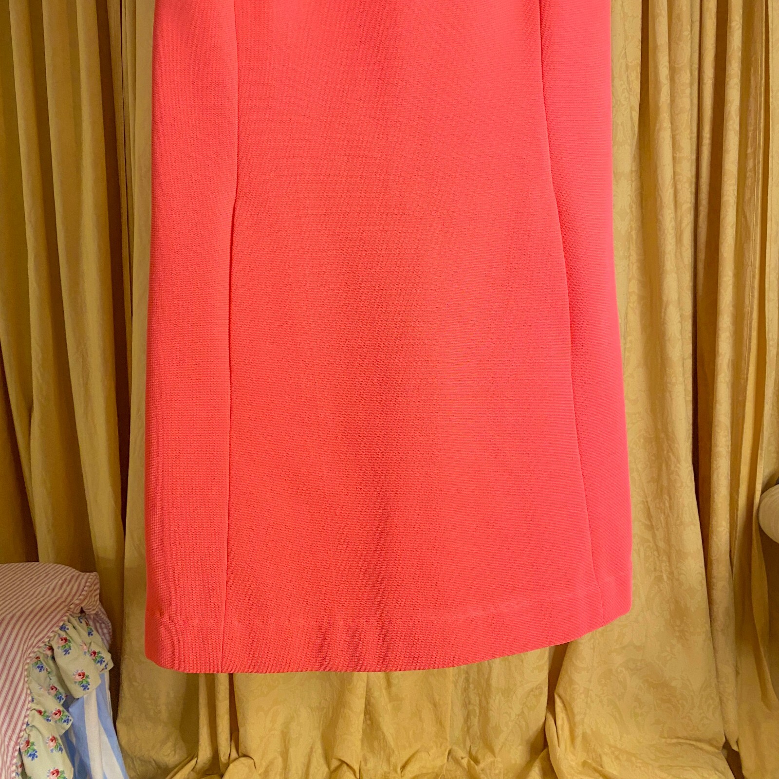Pink vintage mod dress Coral pink 1960’s Midi dress with two front pockets