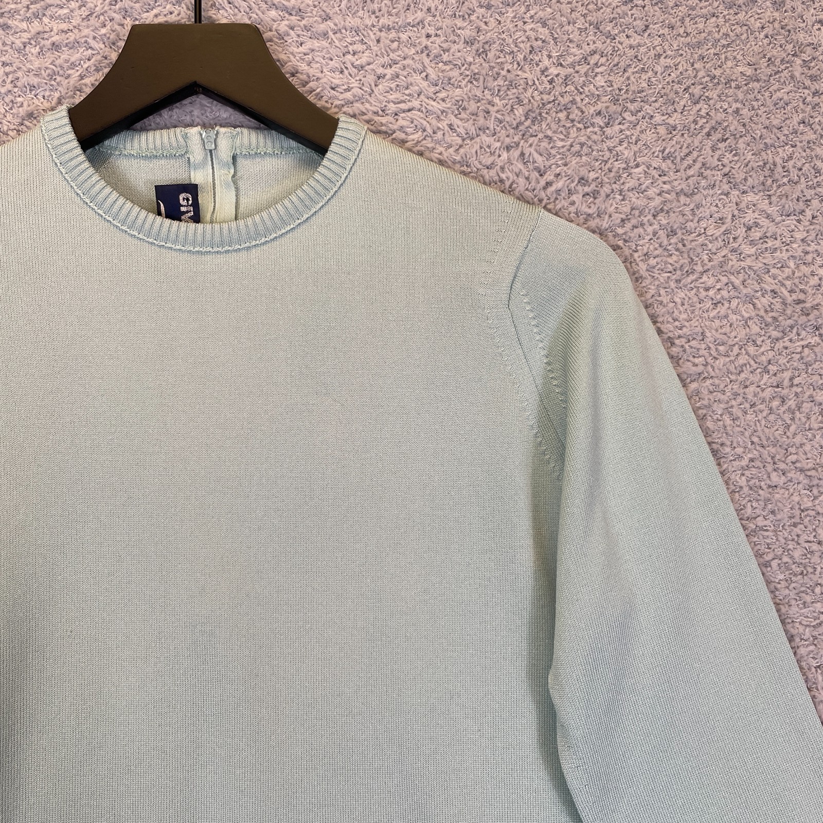 Vintage 1970s Givenchy Sport Designer Aqua Striped Sweater Top Size 36 Talon Zip