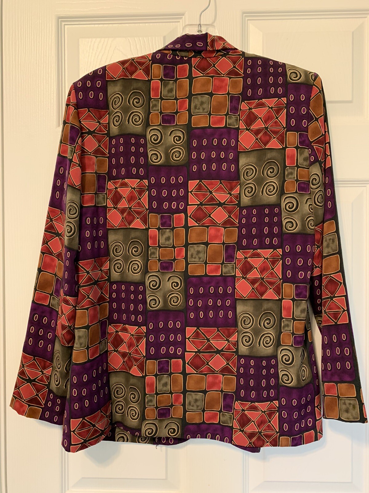 Vintage Michael Taylor Geometric Print Blazer Single Button Petite Med