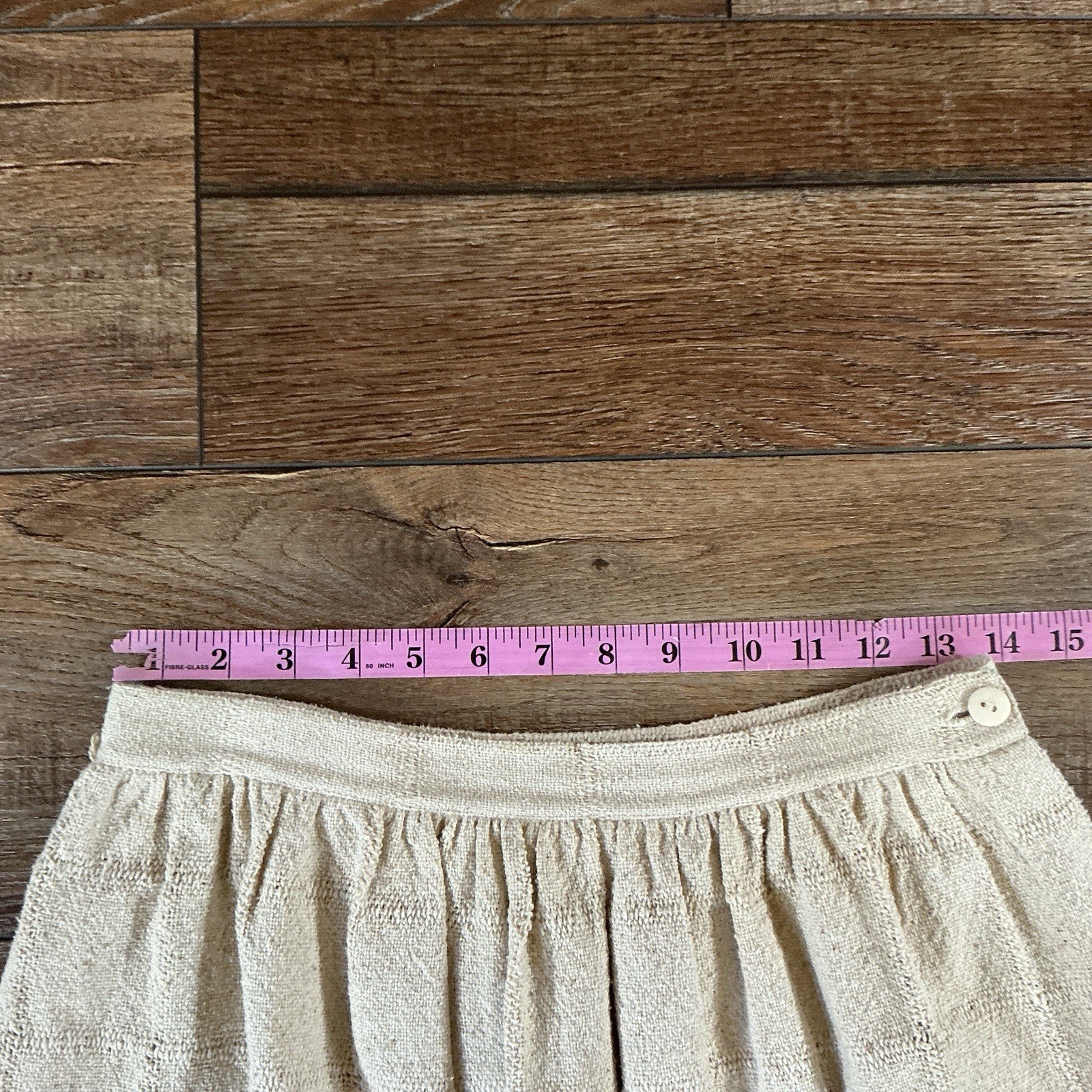 70s VINTAGE Gregge Petite Cream Fringe Hem Skirt Size 10 Cotton Woven Boho #25E