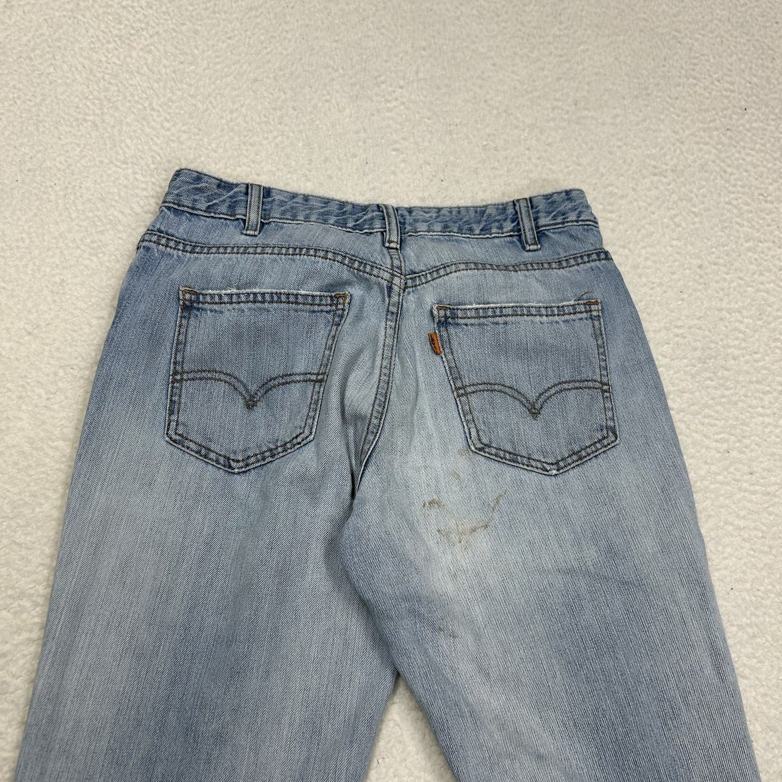 Vtg Levis Orange Tab Flare Leg Jeans Womens Sz 29 Light Wash Blue Denim Casual