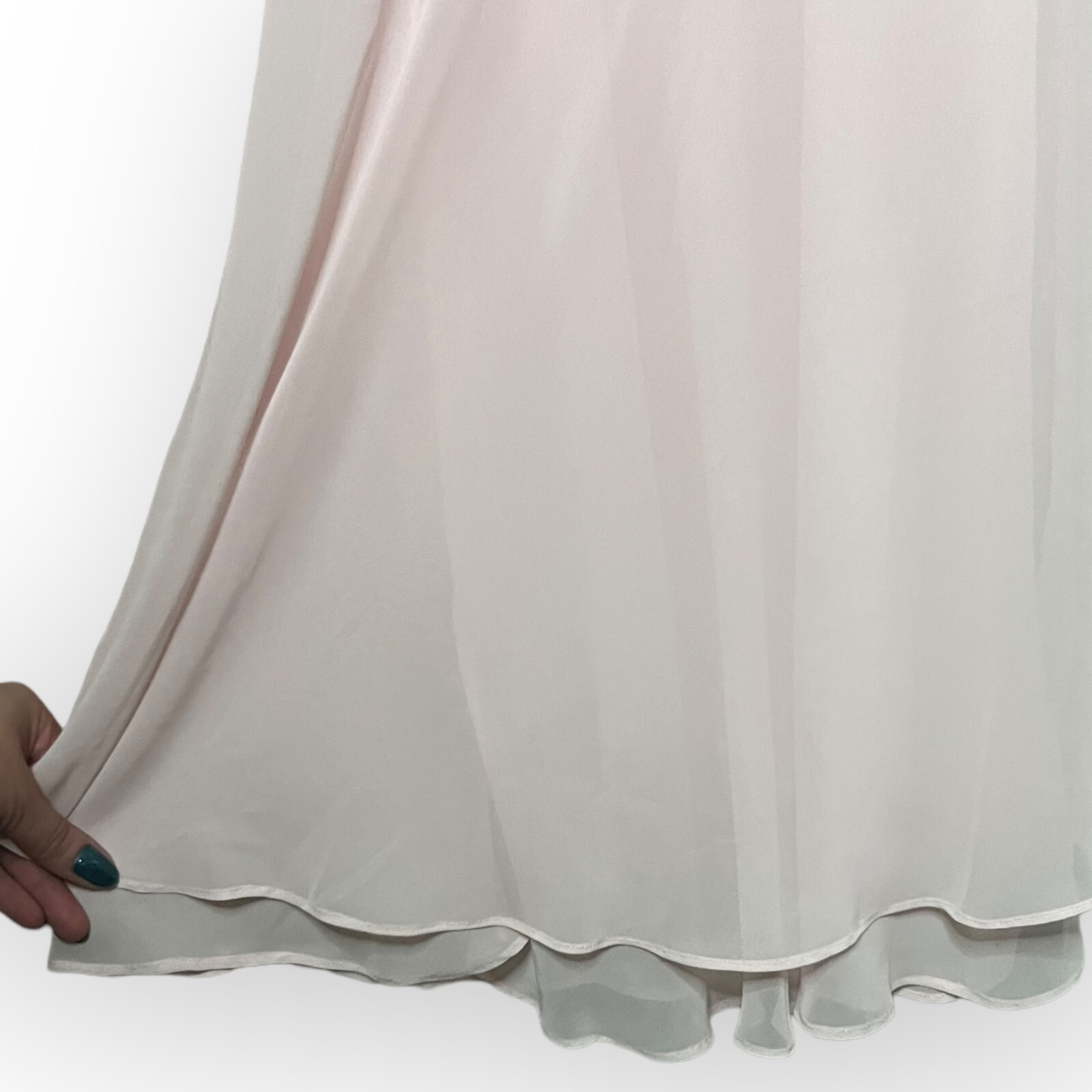 Valerie Steven Vintage 90s Pale Pink Lace Edge Lined Nightgown Slip Dress Size M