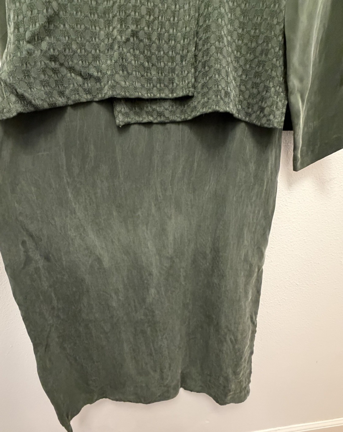 Vintage Rabbit Rabbit Designs 2 Pc Rayon Dress Jacket Set Green Petite 4P USA