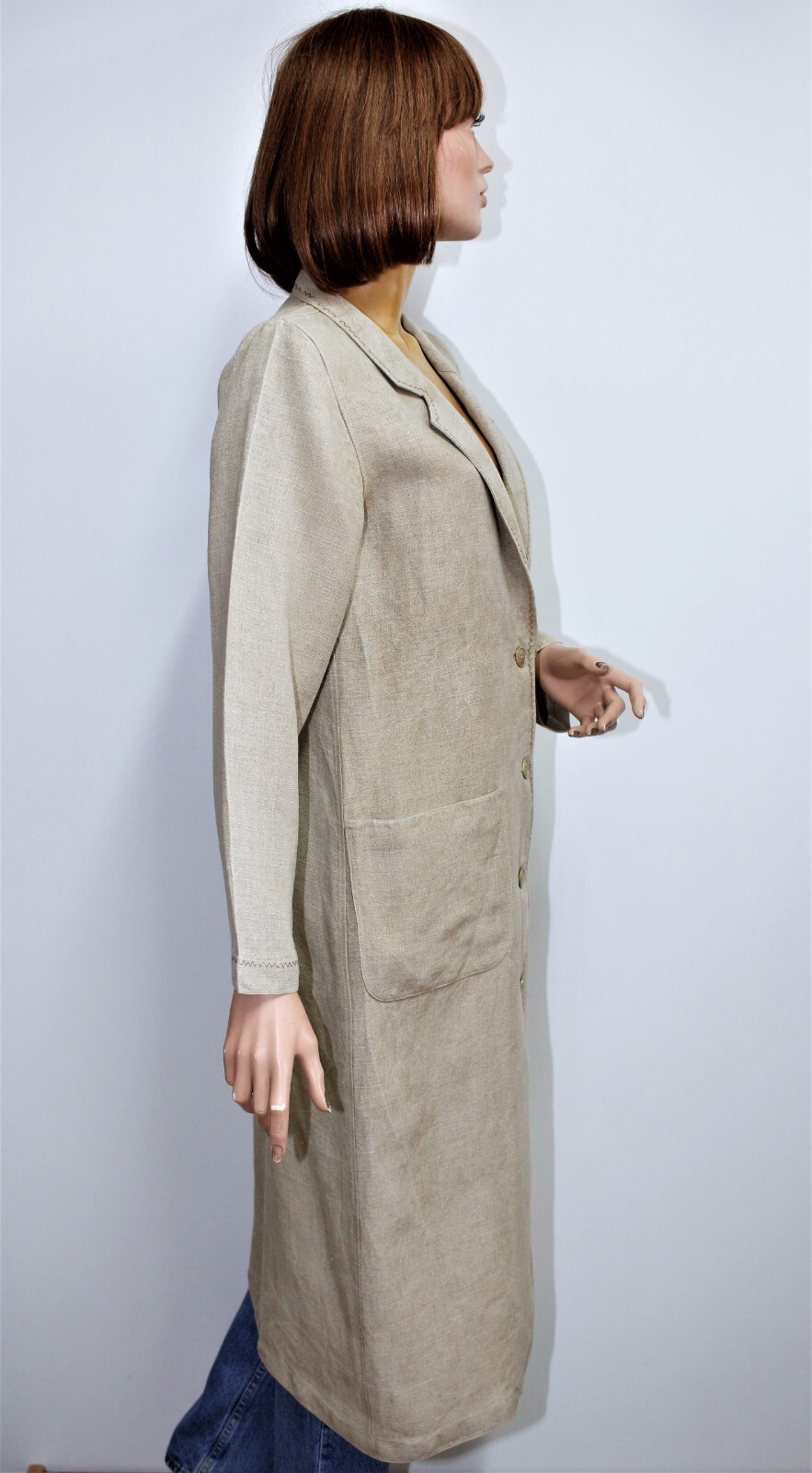 Vintage 80s JC CASTELBAJAC „KO & CO” greige linen coat 42FR 10US made in France