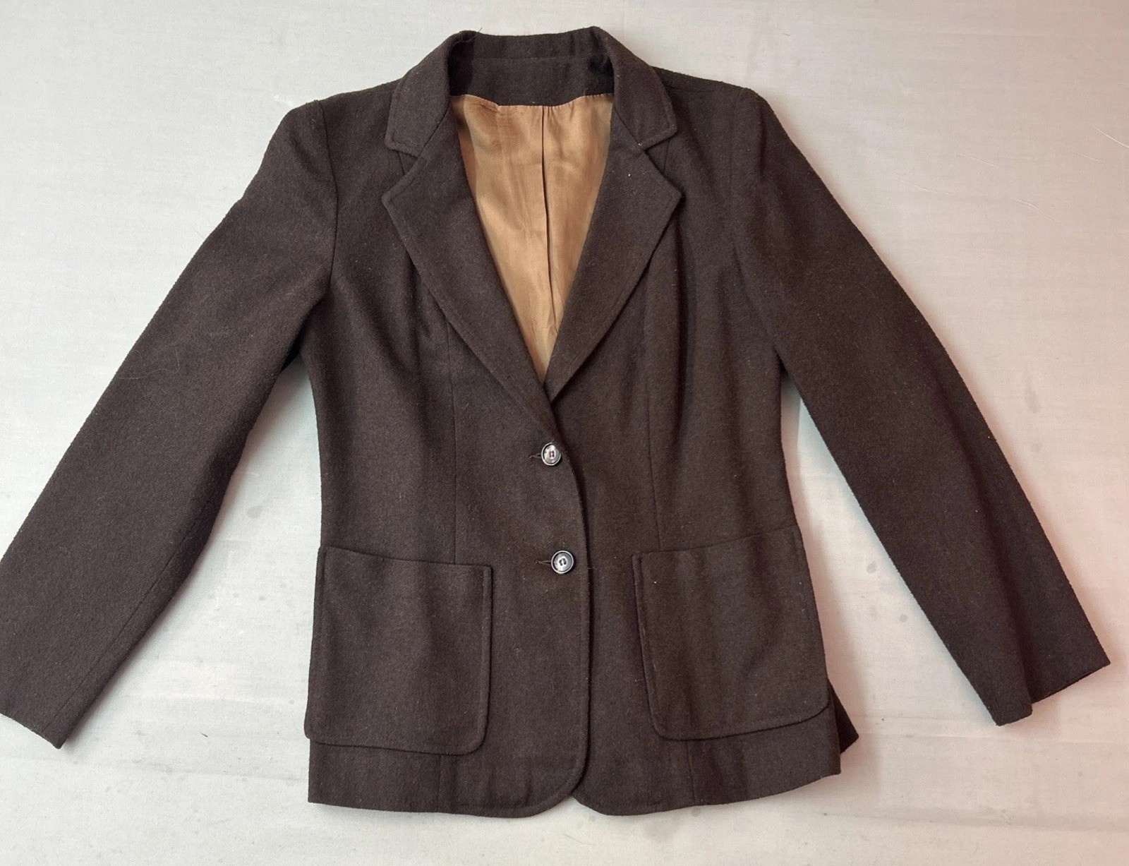Vintage 1950s Wool Blazer Women’s Brown Tailored Jacket ILGWU USA Union Made MCM
