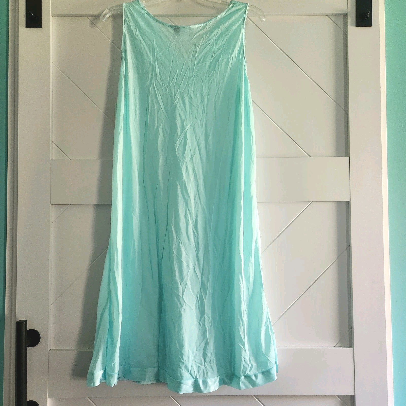 NEW Vintage Soft Moments NY Nightgown Teal Aqua Blue Nylon Size Large NWT