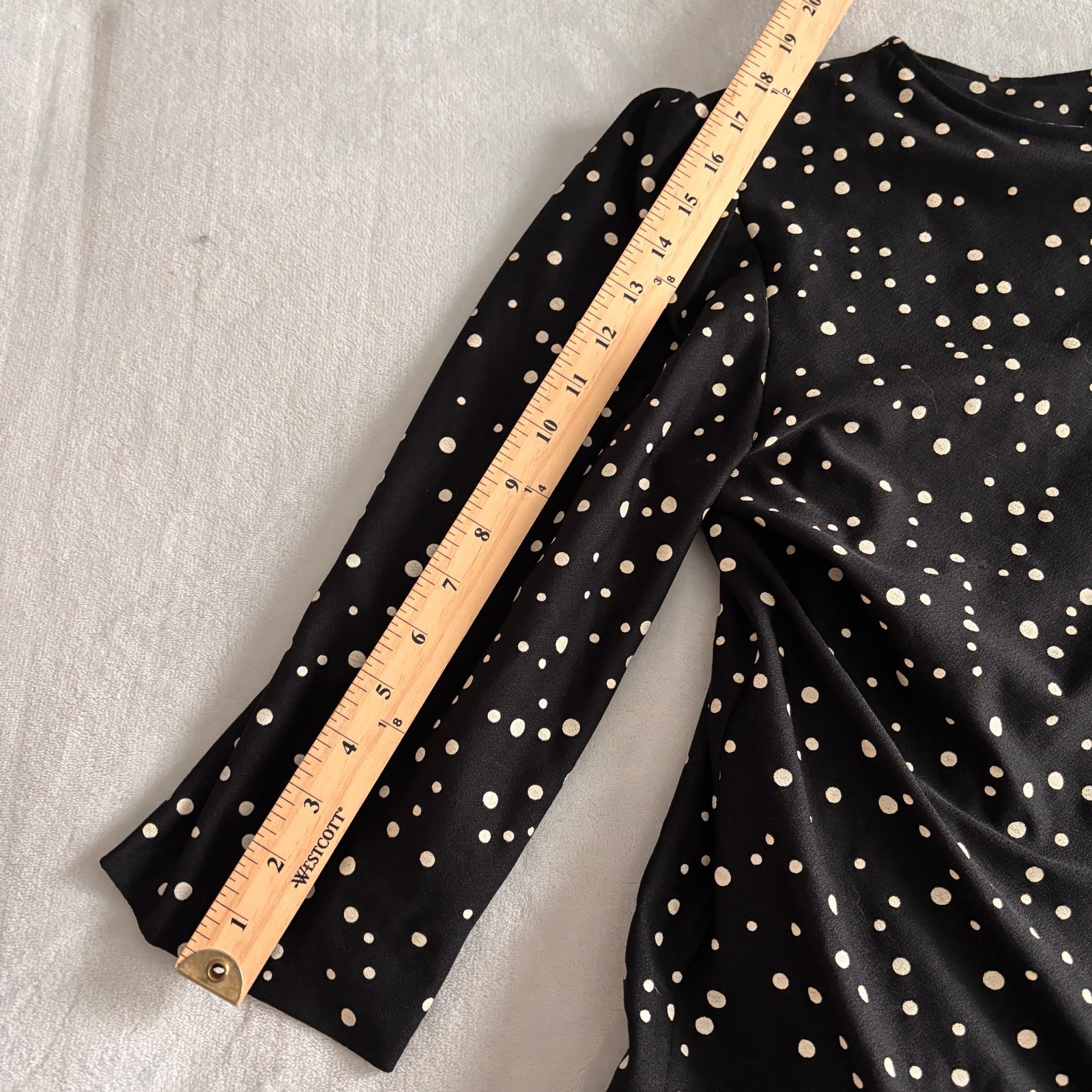 Vtg 80s California Looks Dress Size 16 Black White Polka Dot Layered Shift Retro