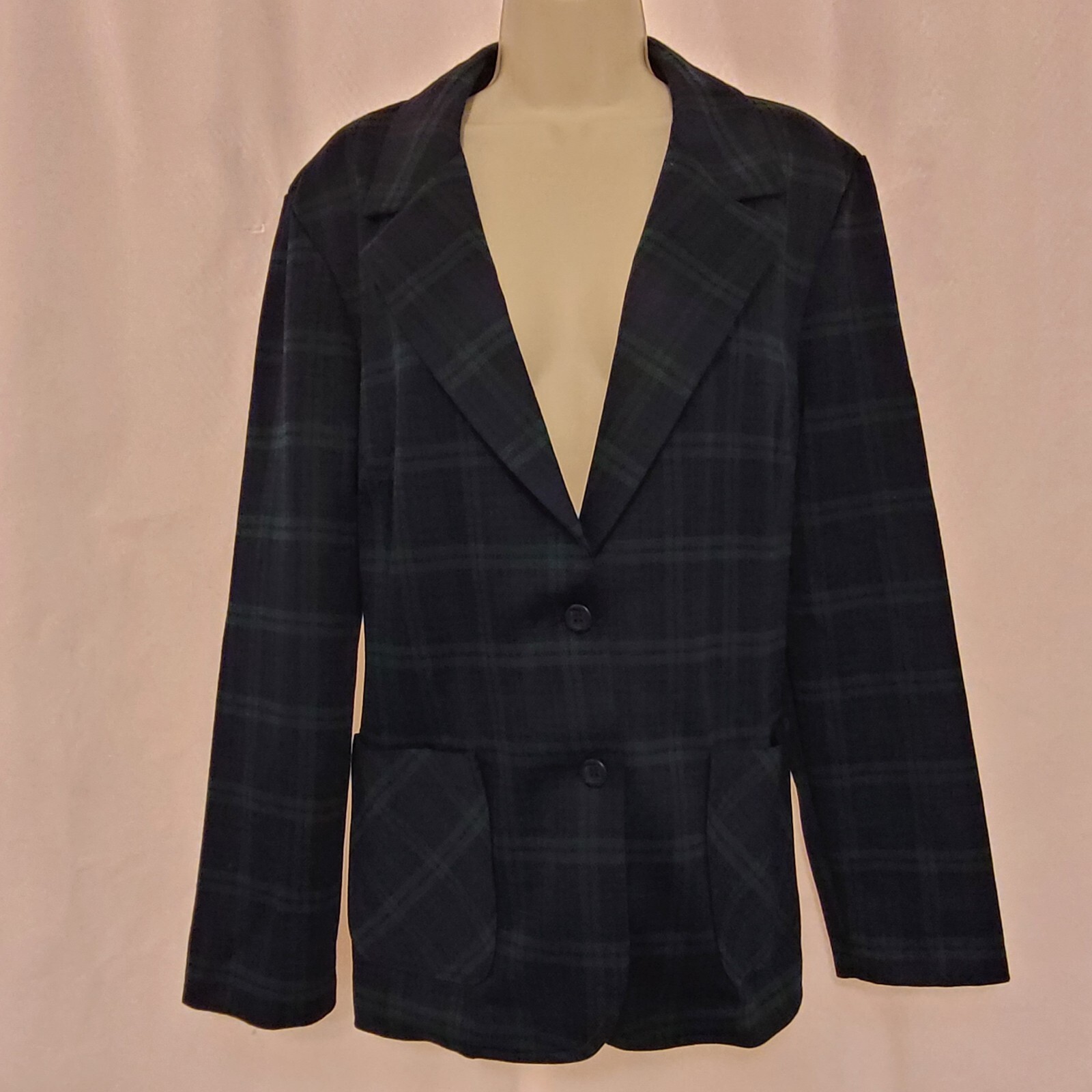 VTG Cape Cod Match Mates Navy Green Plaid Blazer Sz L NOS Made In USA Classic