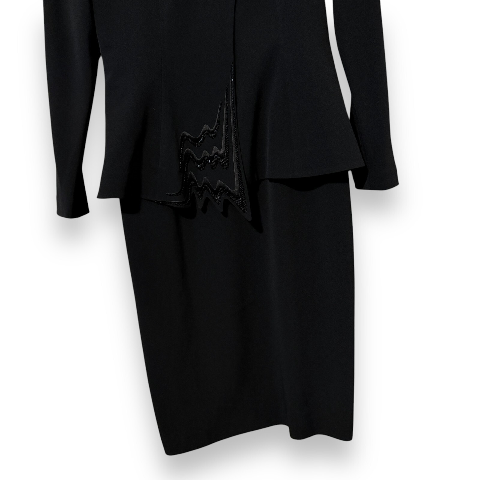 Daymor Mercedes Ferreira Couture Formal Black Beaded Jacket Shirt Dress Suit 6