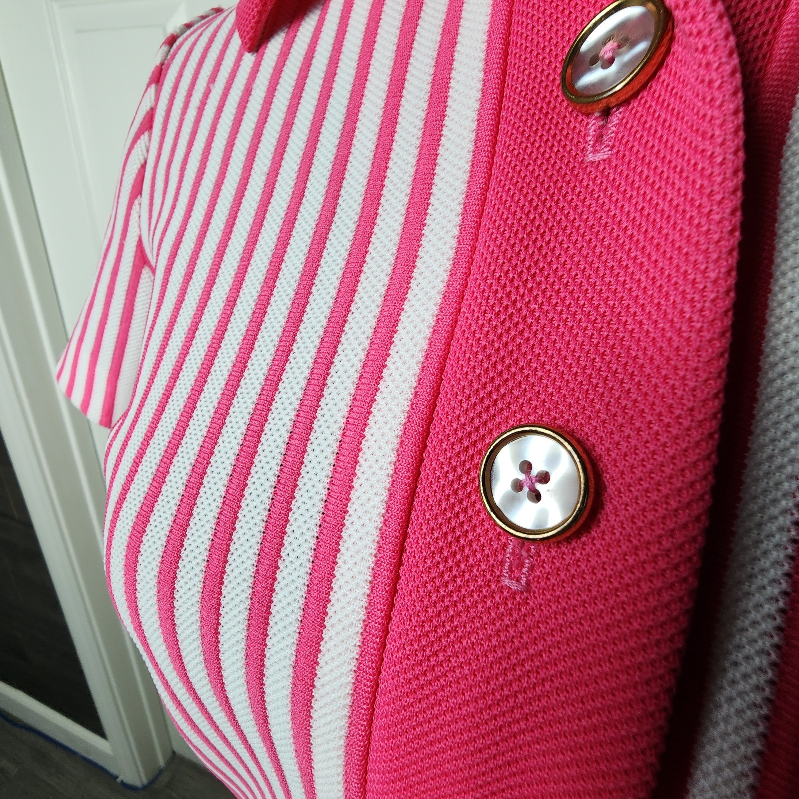 David Crystal Vintage 70s Pink Stripe Polo Dress Tennis Mod Preppy Medium Retro
