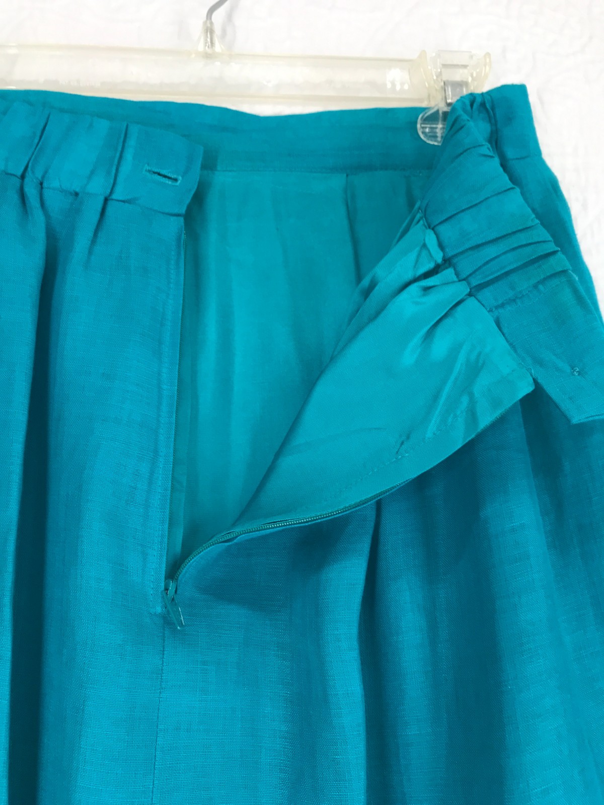 Vintage Digna Yero Linen and Lace Midi Skirt Set Size 10 Lined Teal