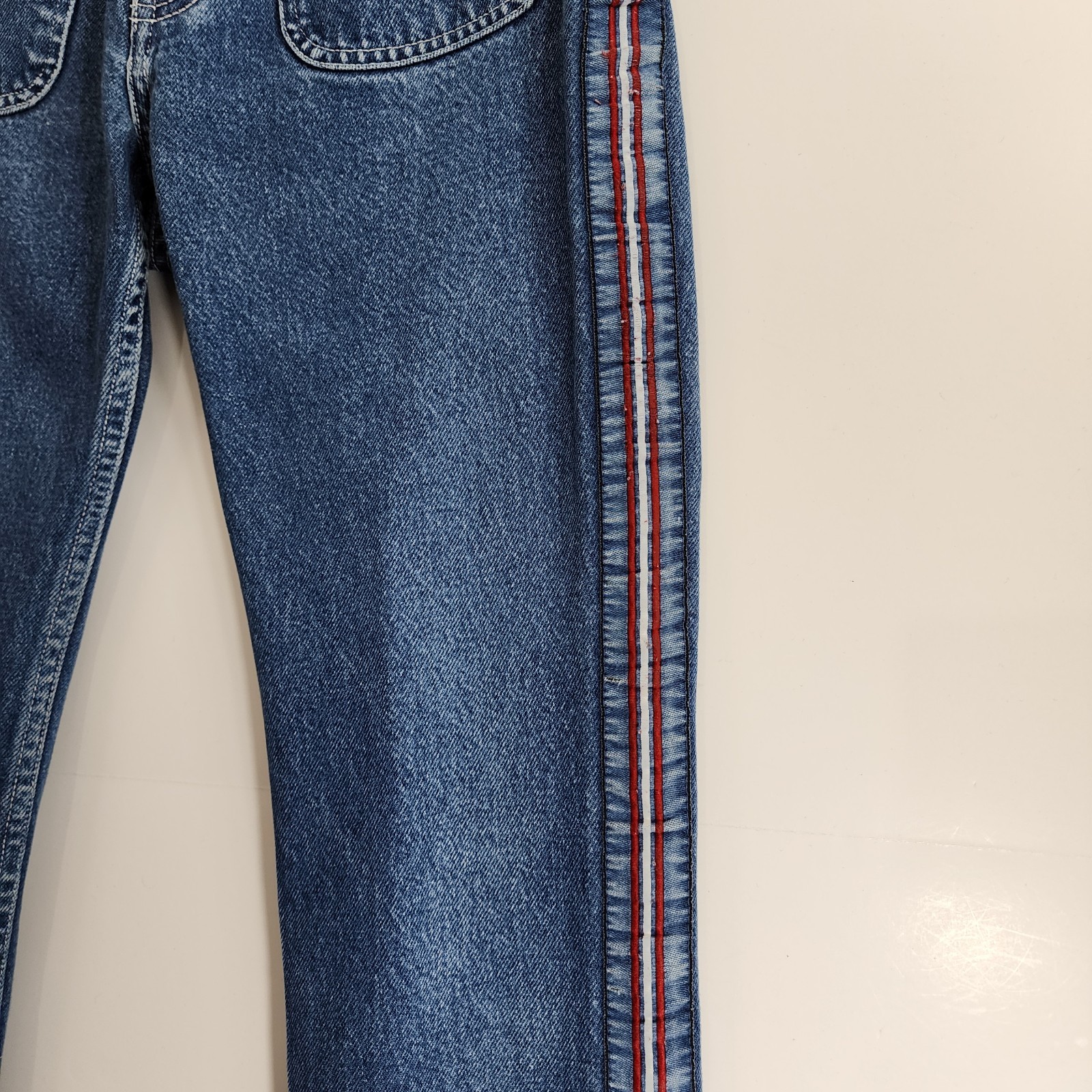 Vintage TOMMY HILFIGER Jeans Womens 5 Blue Patch Pockets Bareback Stripe 90s Y2K
