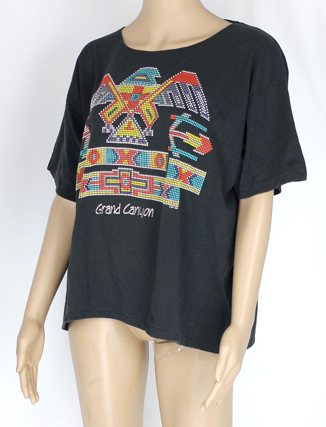 1990s Vintage Puff Paint Graphic T Shirt Eagle Native American Grand Canyon XL