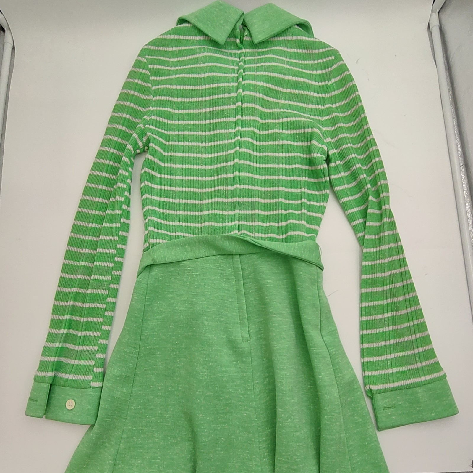 Melissa Lane Green and White Stripes Dress