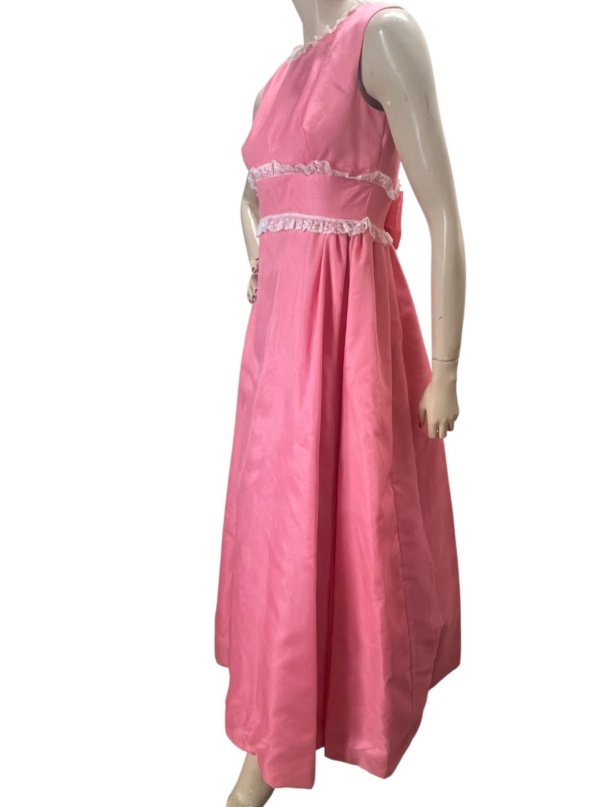 NOS Vtg 60s Sz 8 S 34 B 26 W Prom Gown Dress Pink Priscilla of Boston Silk Rayon