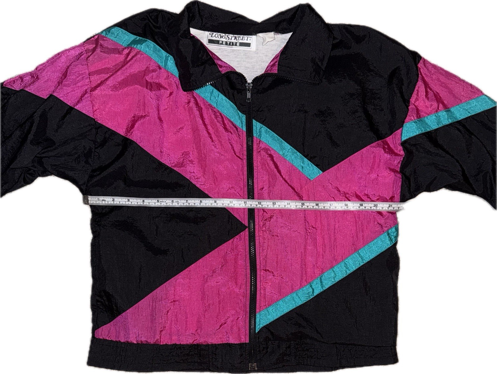 Vintage Longstreet Petite Large Windbreaker Track Jacket 80s/90s EUC Pink Green