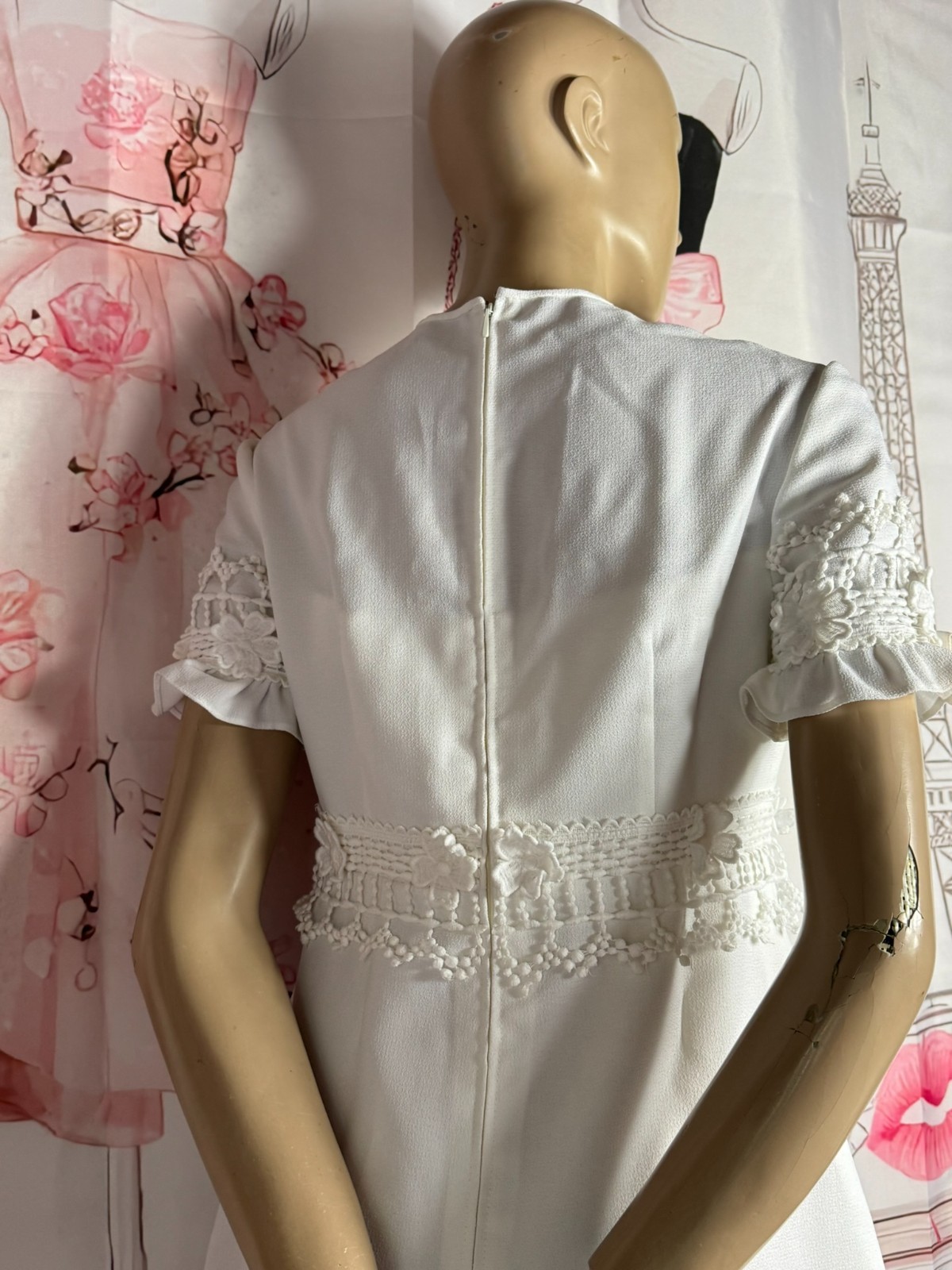 Wedding dress Emiliana reversible model 60s vintage wedding empire lace size 36/38
