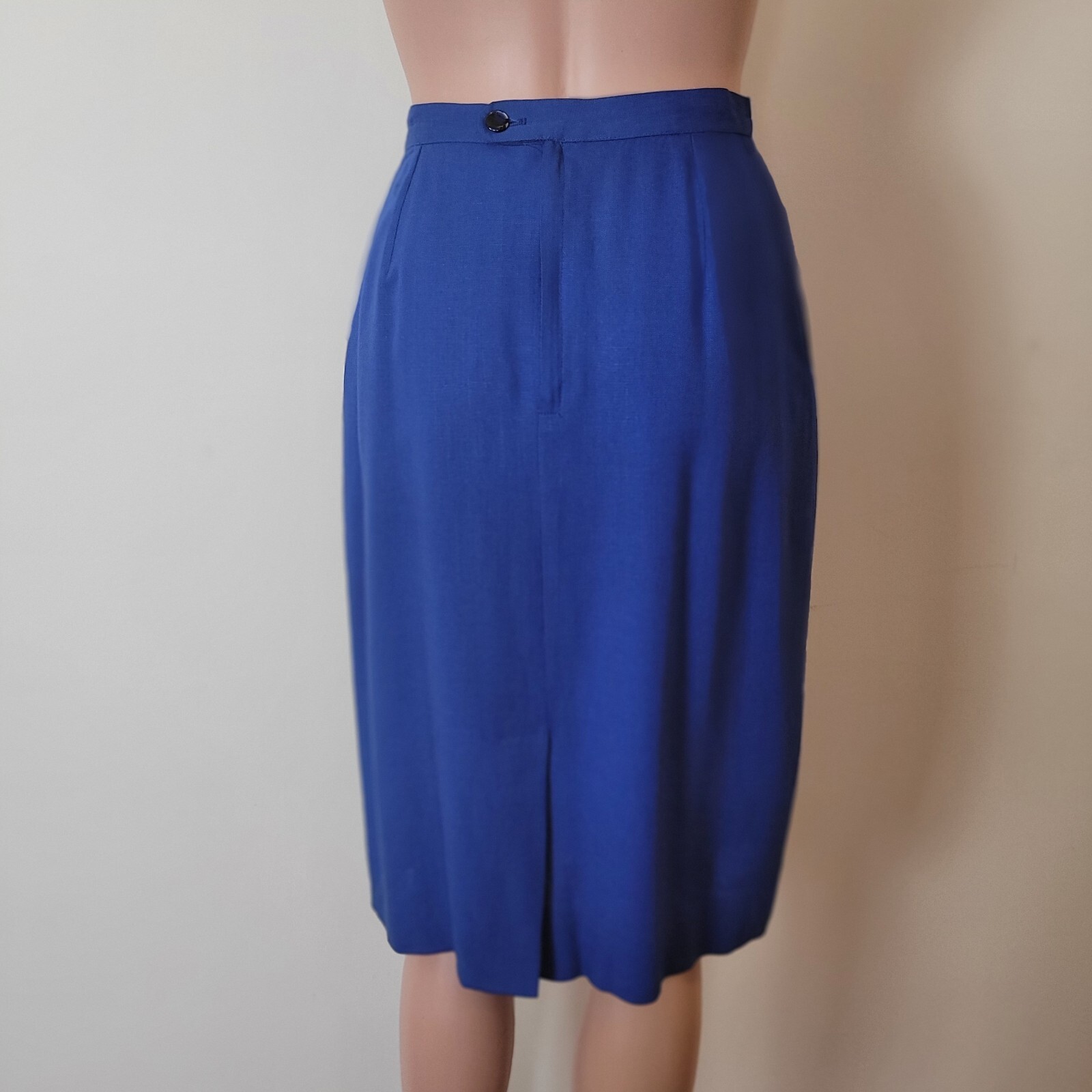 Vintage pencil Skirt Women’s XS 24″ bright blue 60s office Pinup academia cotton
