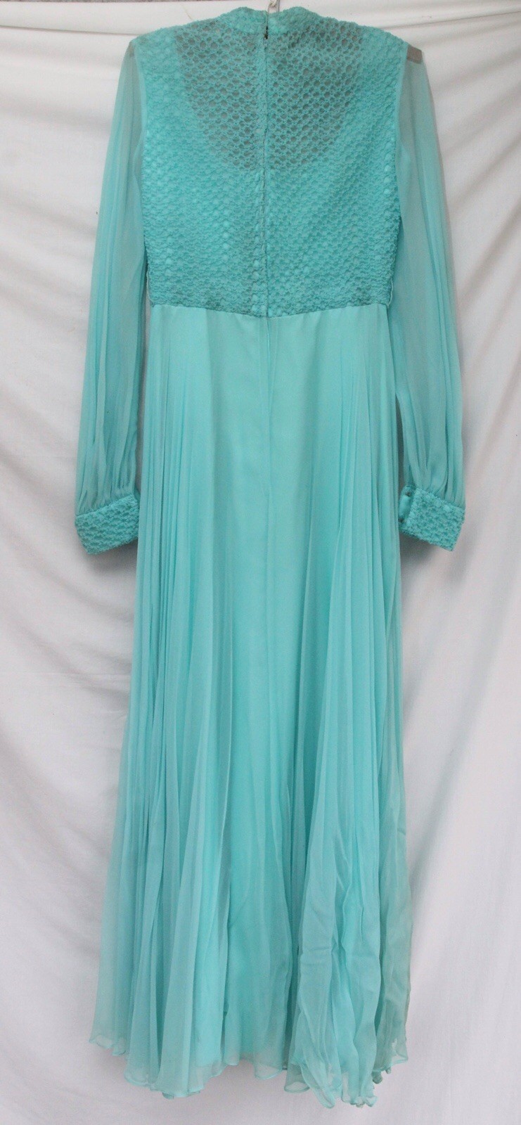 Vintage 1960’s Blue Mod Maxi-dress B. Altman & Co. Made In USA Long Sleeves