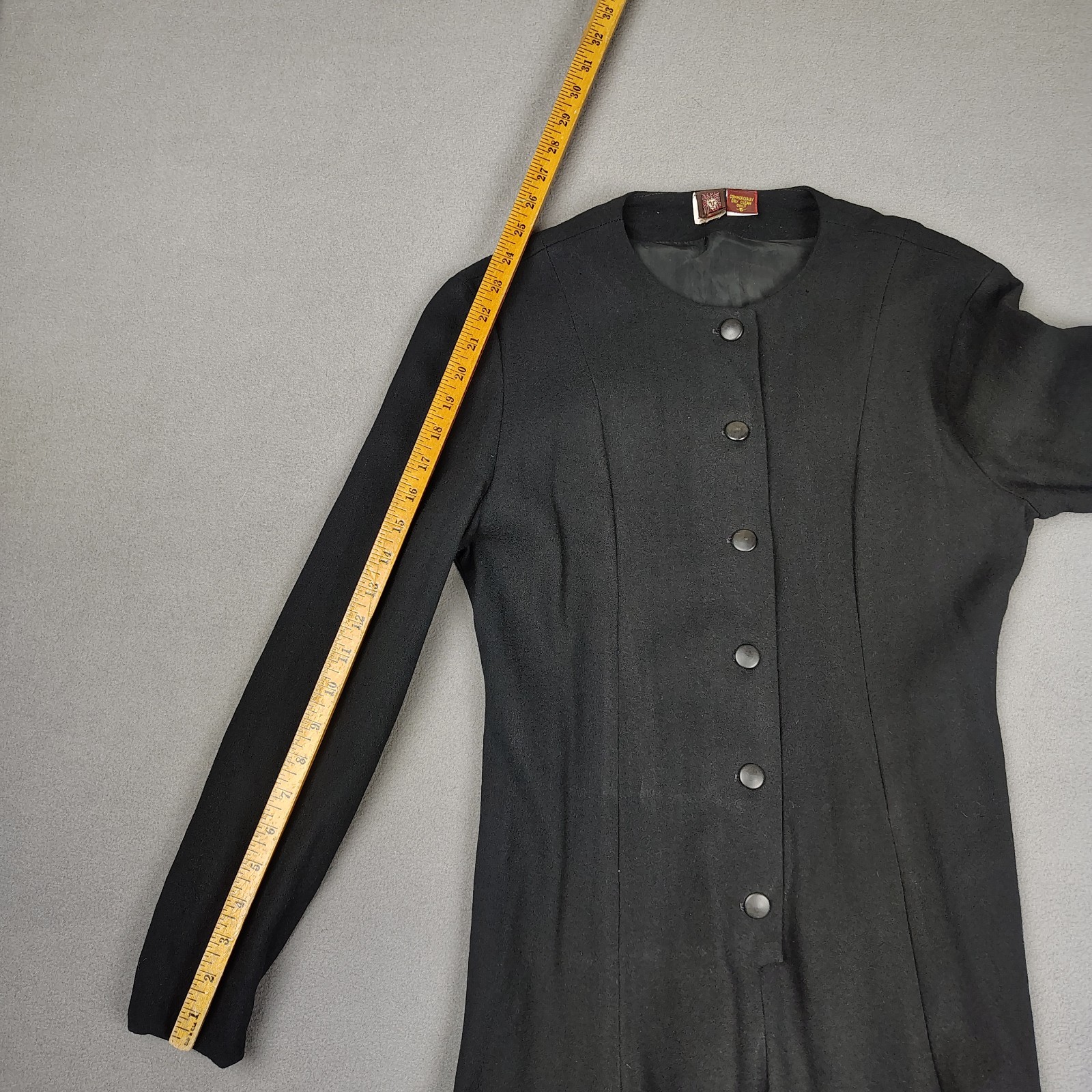 Vintage Anne Klein 100% Wool Dress 6 Black Fit Flare Gothic Dark Romantic USA