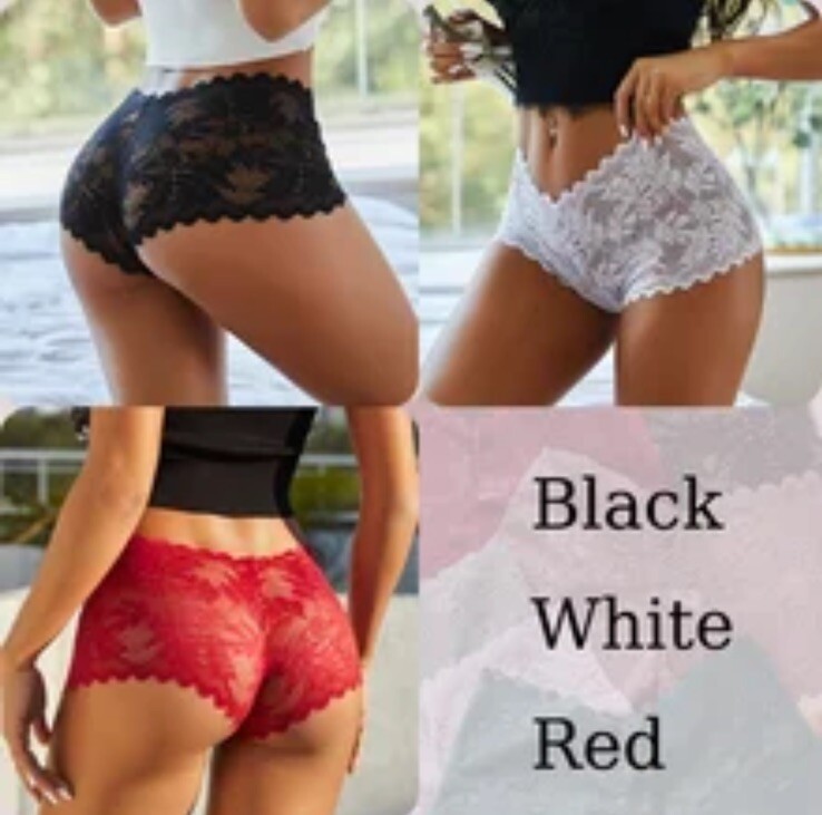 3 Pc Sexy Floral Lace Briefs Low Waist Soft Lingerie Female Comfortable Panties
