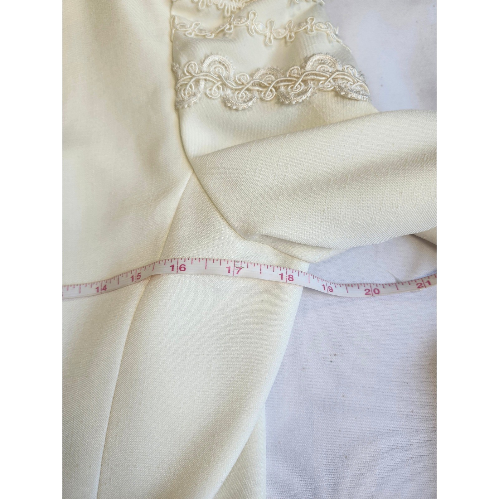 Vintage ILGWU Cream Skirt Suit Set Lace Shoulder Detail Ivory Union Made USA