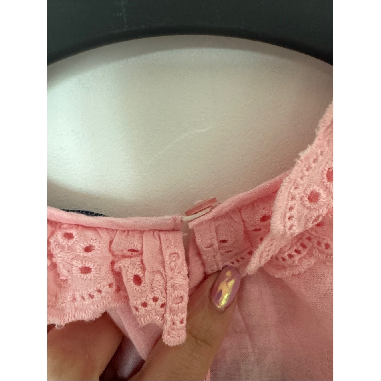 NWT Crown & Ivy Pink Eyelet Ruffle Sleeveless Blouse Top Cottagecore Cotton S