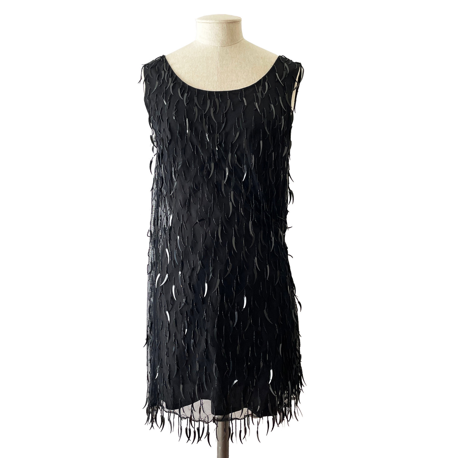 Vintage VIVIENNE TAM East Wind Code Tank Dress Black Beaded Sequined Size 2 (S)