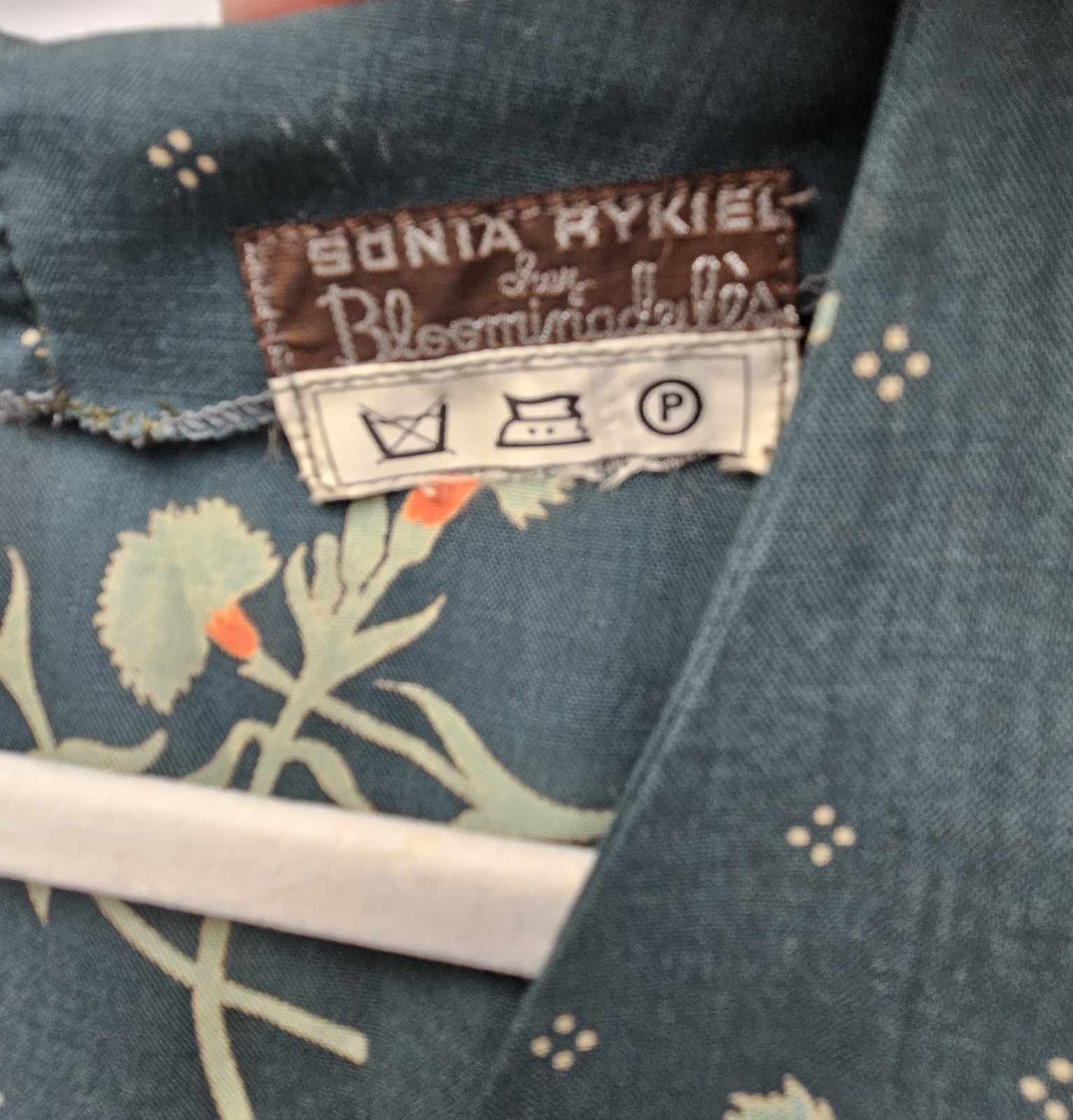 Sonia Rykiel Vintage 70’s Green Floral Long Sleeve Wrap Dress
