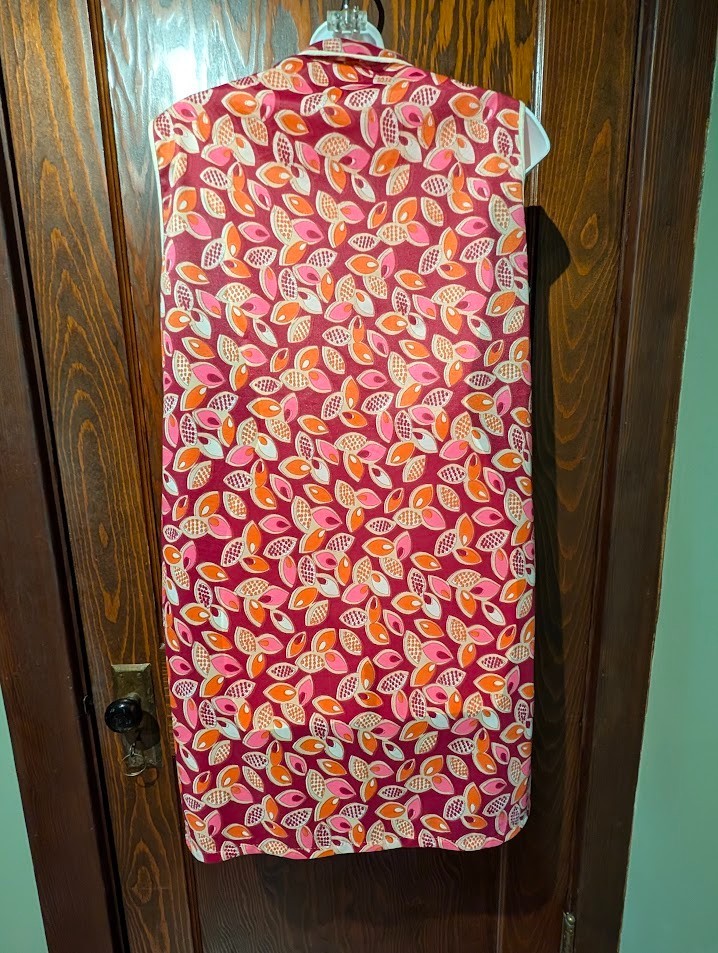 Vtg 60s 70s sz L Groovy Boxy Cut Long Tunic Vest Top Mod Gogo Hippy Burgundy 2B