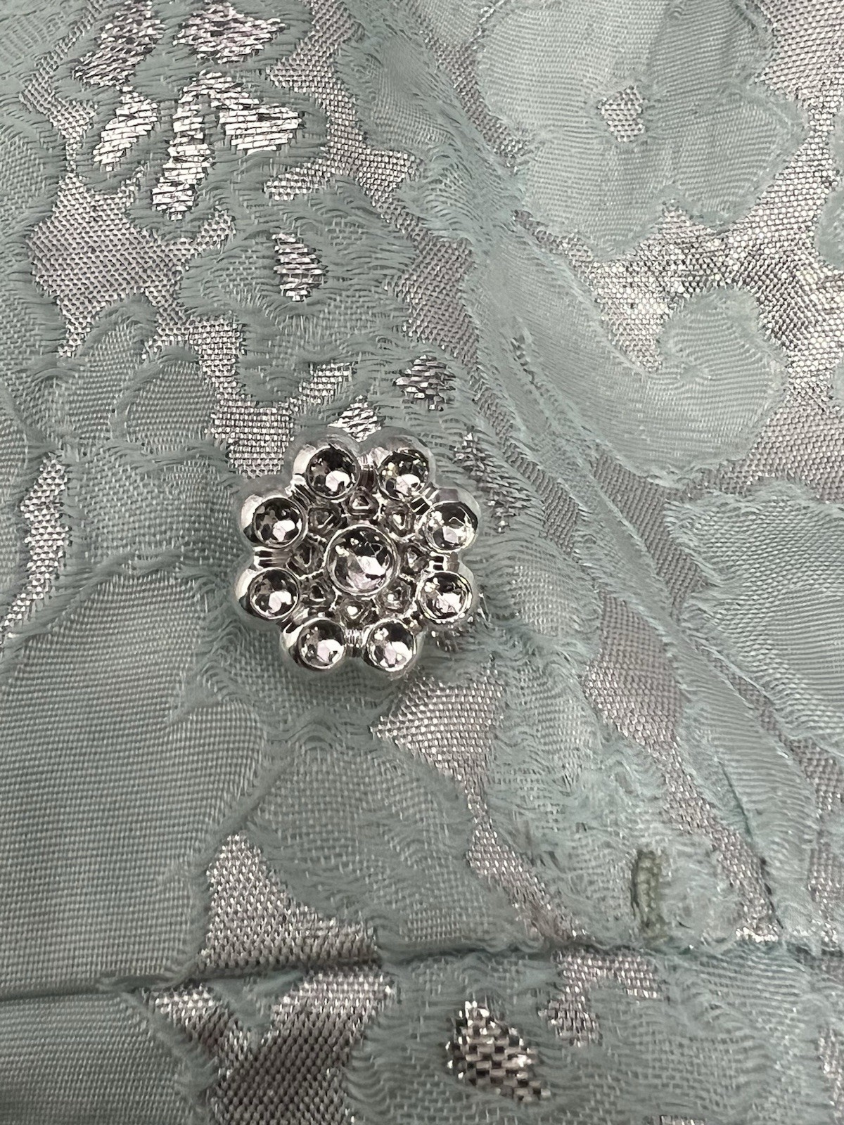 Vintage 1960s Malcolm Starr Cocktail Shift Dress Aqua Silver Floral Metallic S