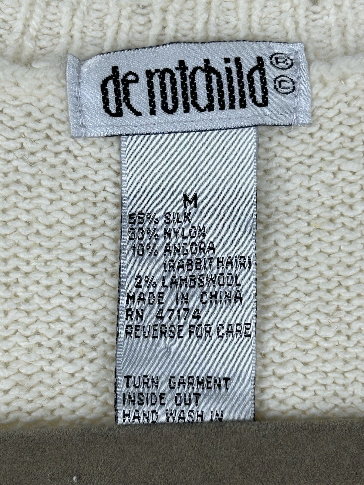 Vtg De Rotchild Sz M Silk Hand-Beaded Cardigan 1960s Faux Pearl Buttons Angora