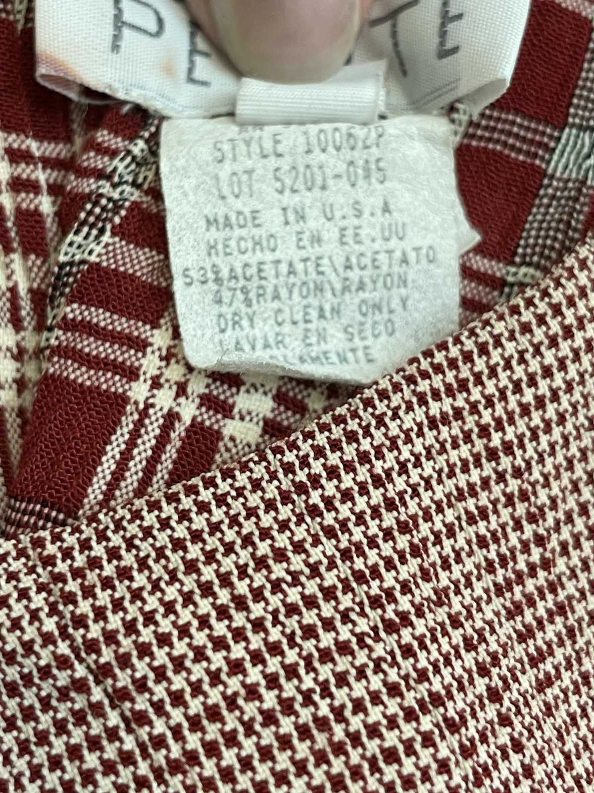 Expo Petite Vintage 90s Red Plaid & Herringbone Twofer Dress sz 12