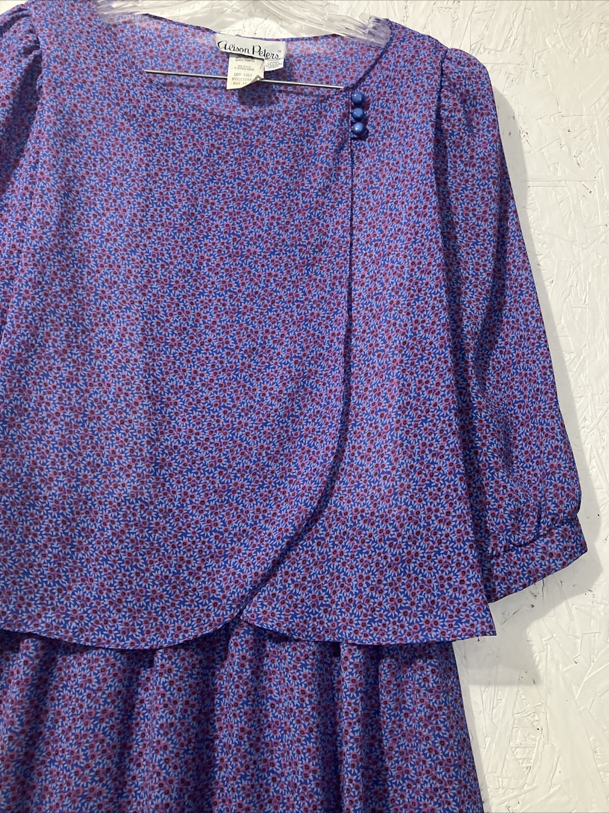 Vintage Alison Peters Purple, Pink Floral Dress Size 12