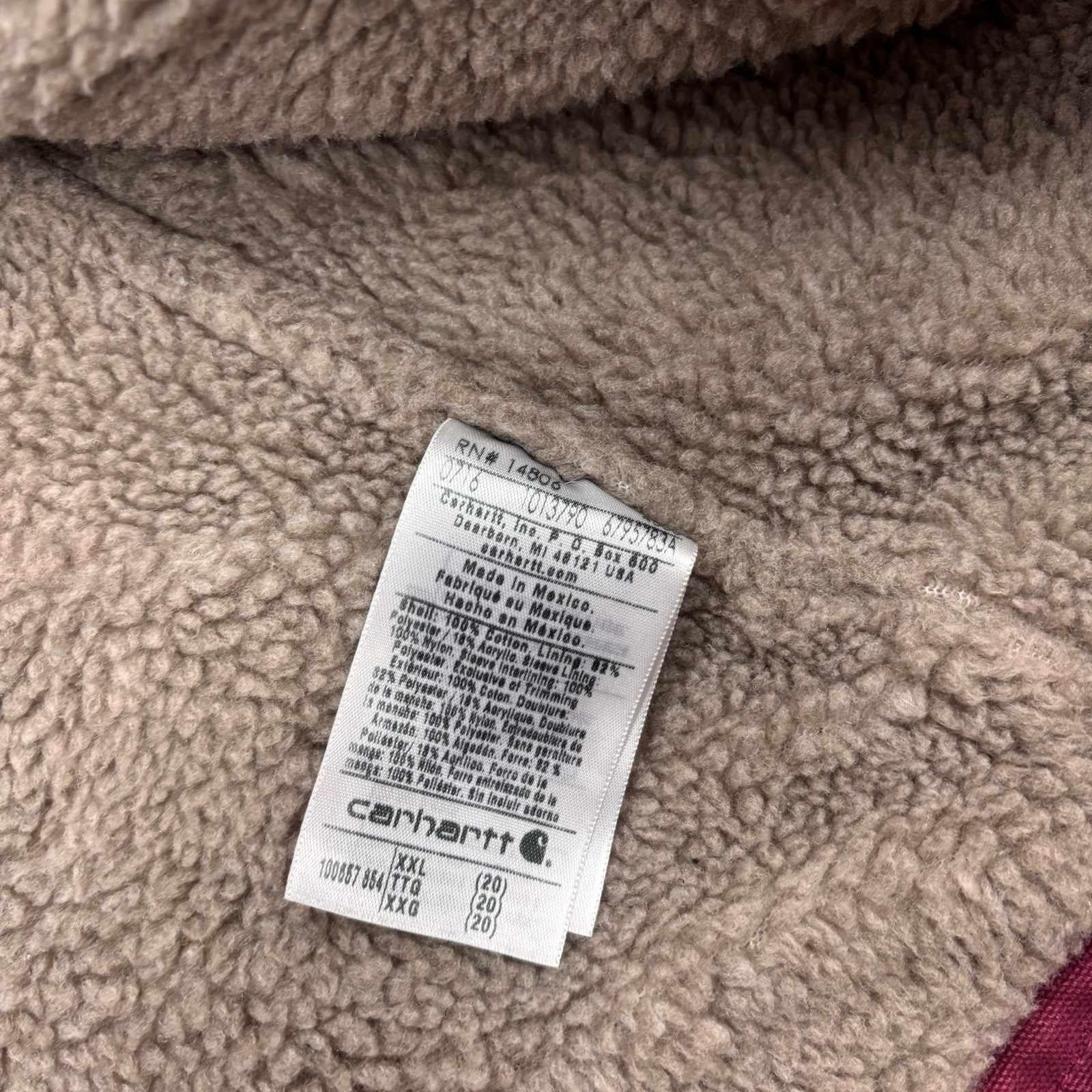 Pink/Purp VTG Y2K Carhartt Women’s Berkeley Hooded Sherpa Jacket, Size XXL (20)