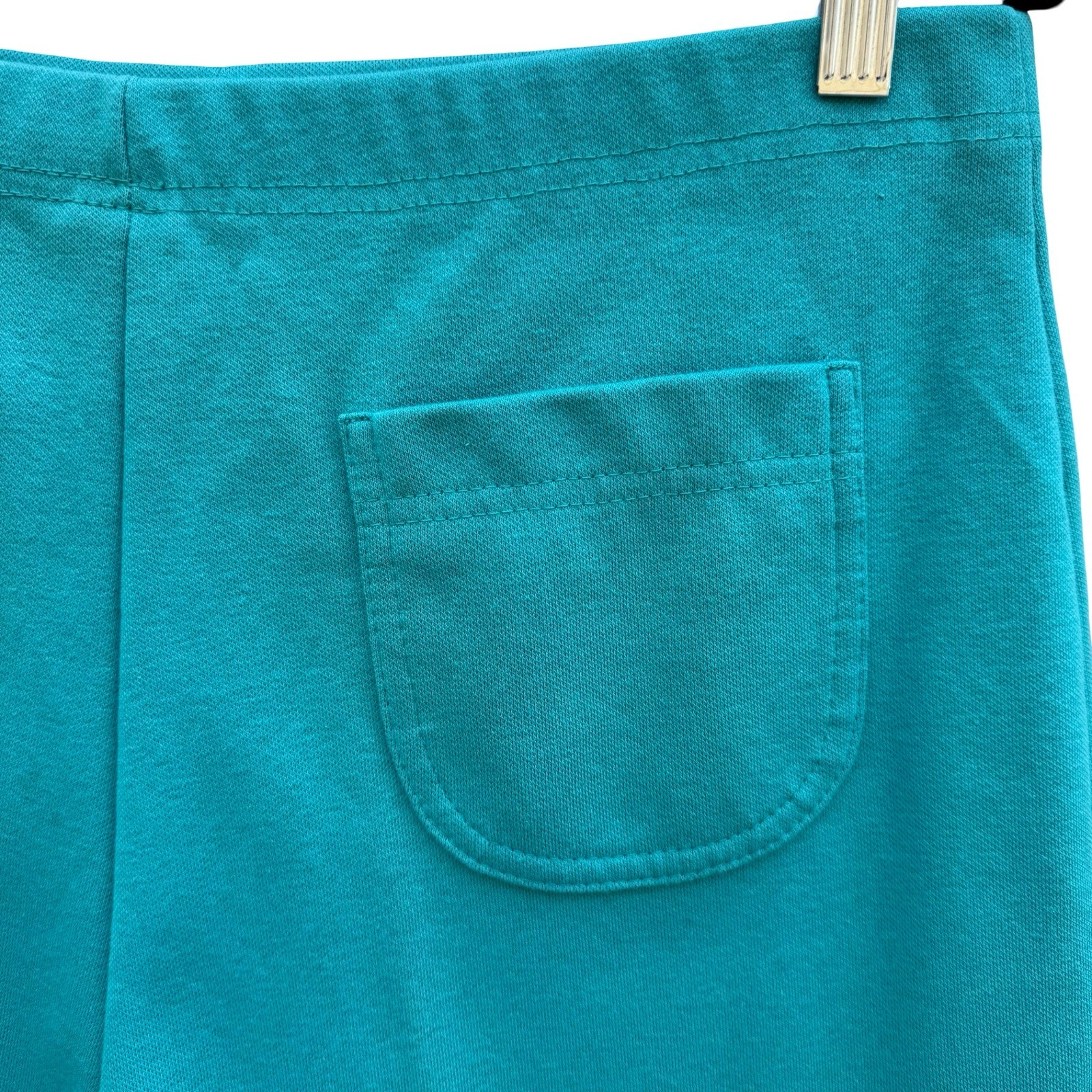 Jantzen Vintage 70s 80s Teal High Waisted Knit Retro Gym Shorts USA 14 Beach Mod