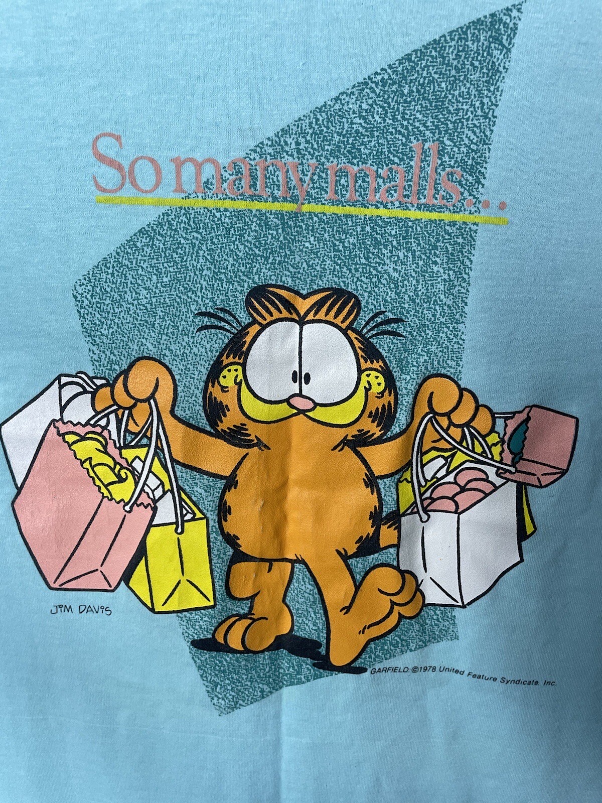 Vintage 70s Garfield Single Stitch Sleep Long Night T-Shirt Shopping Mall 1978