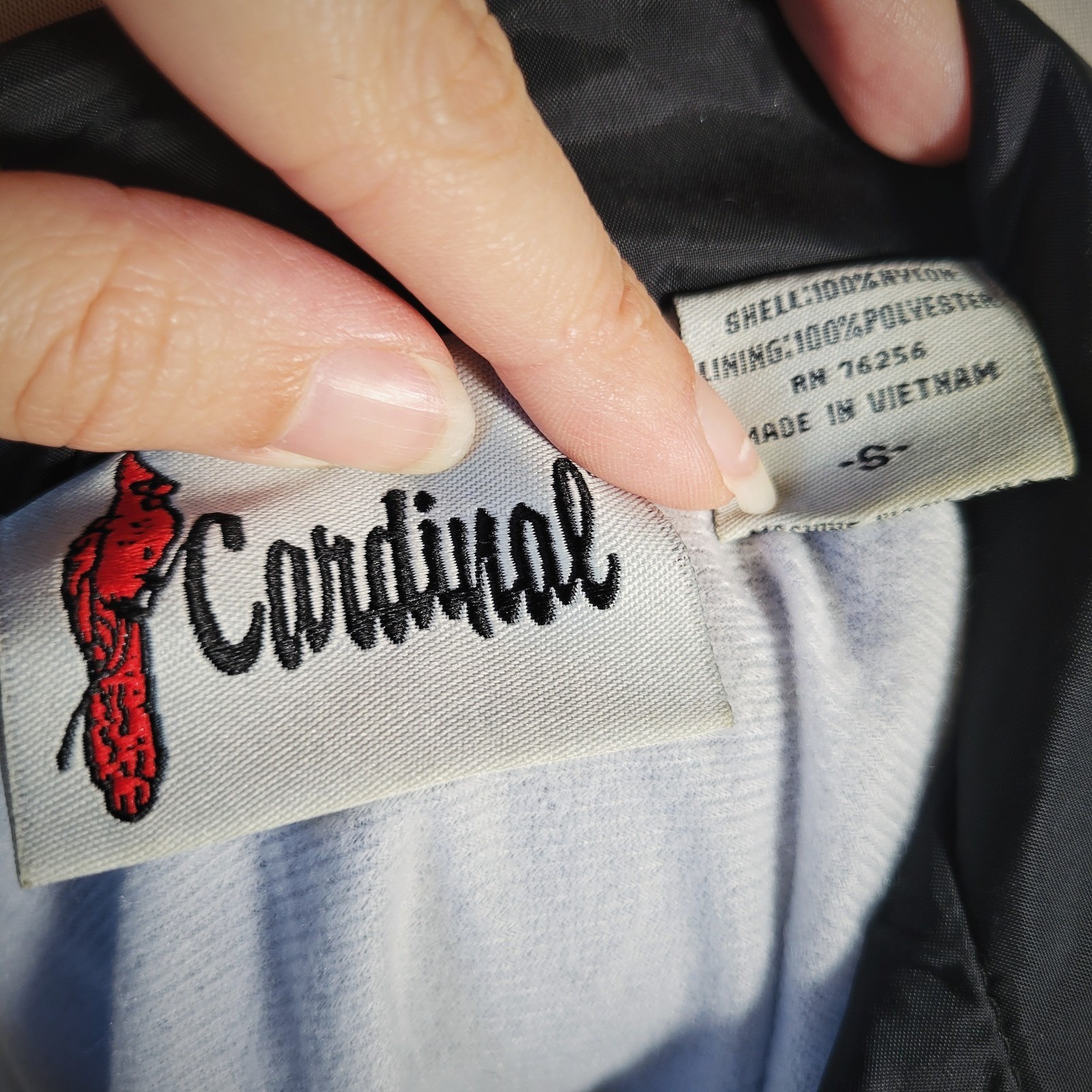 Vintage 90s Cardinal Delta Epsilon Mu Sorority Coach Jacket Black Snap S