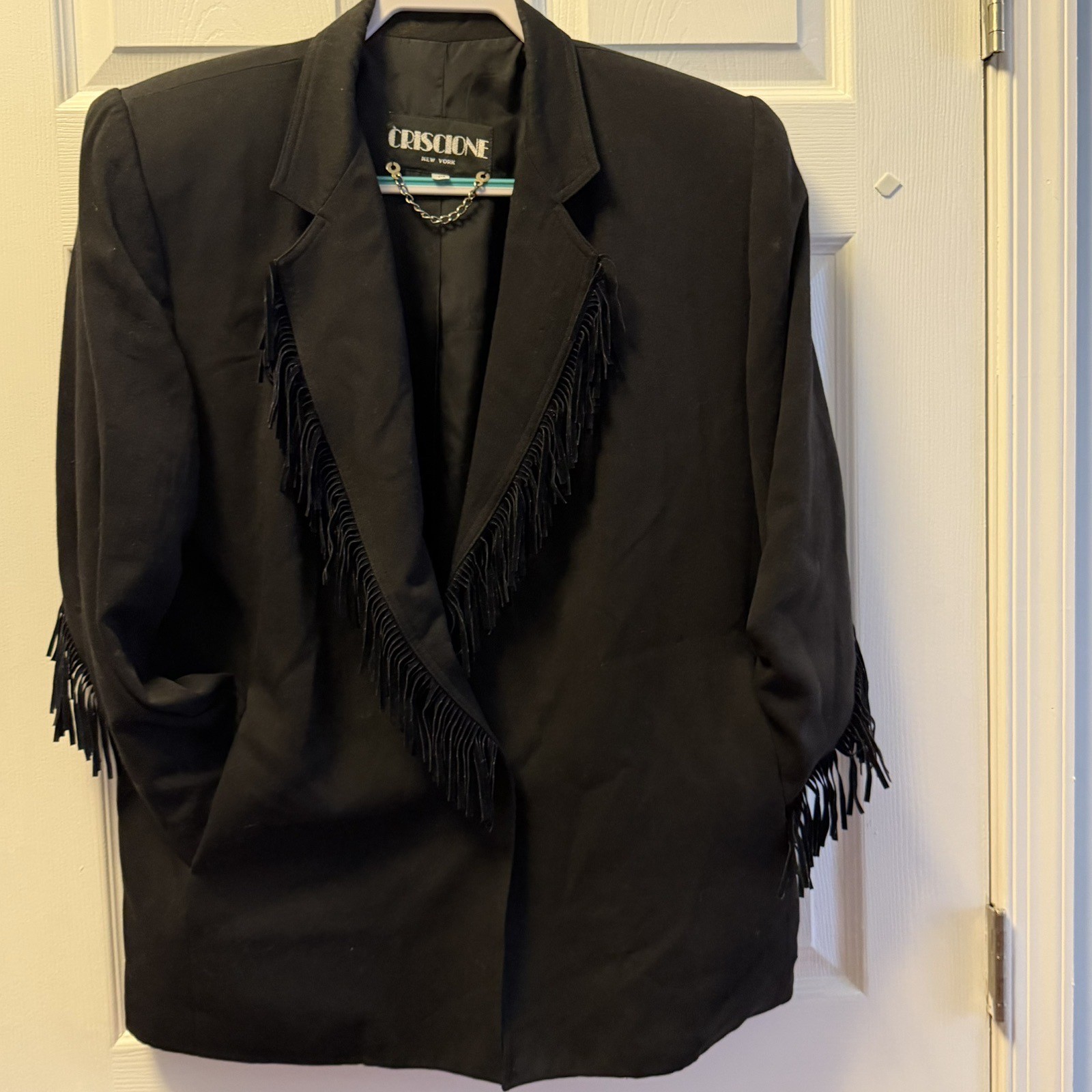 Vintage 80’s 90’s Criscione Jacket Black Western FRINGED-MEDIUM