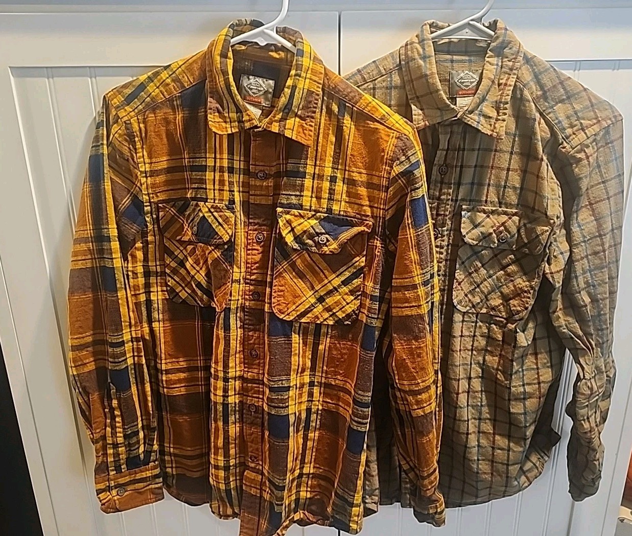 2 St John’s Bay Flannel Shirt Women’s Long Sleeve Size S Green Plaid Heavy VTG