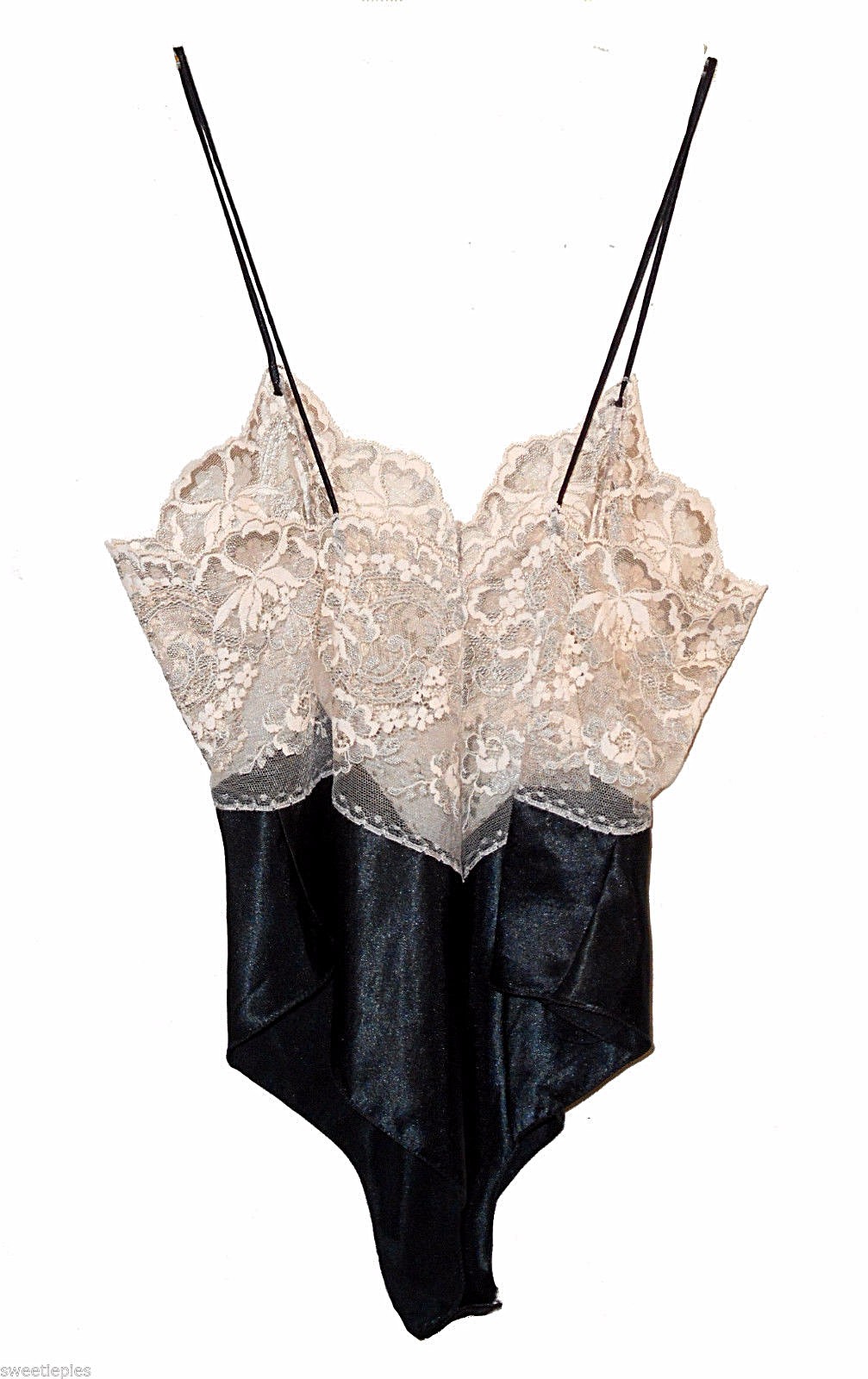 Vintage 1960s, Teddie, Jenelle, Lace Black-White-Silver sexy, 1-size