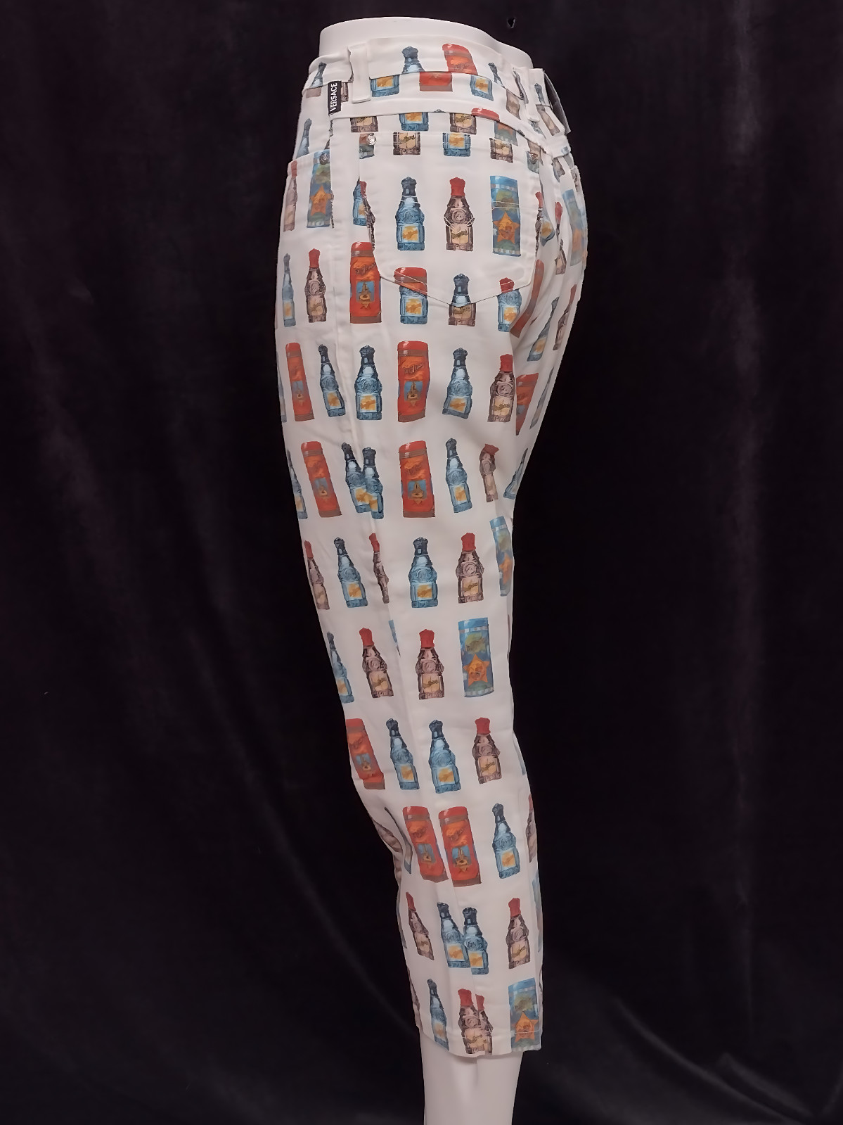 1990’s Funky Gianni Versace High waisted Colourful Perfume Bottle pattern Jeans