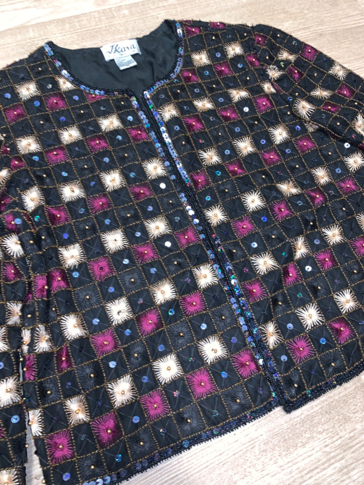 Vintage JKara NY 100% Silk Lined Beaded Geometric Evening Jacket – Ladies M